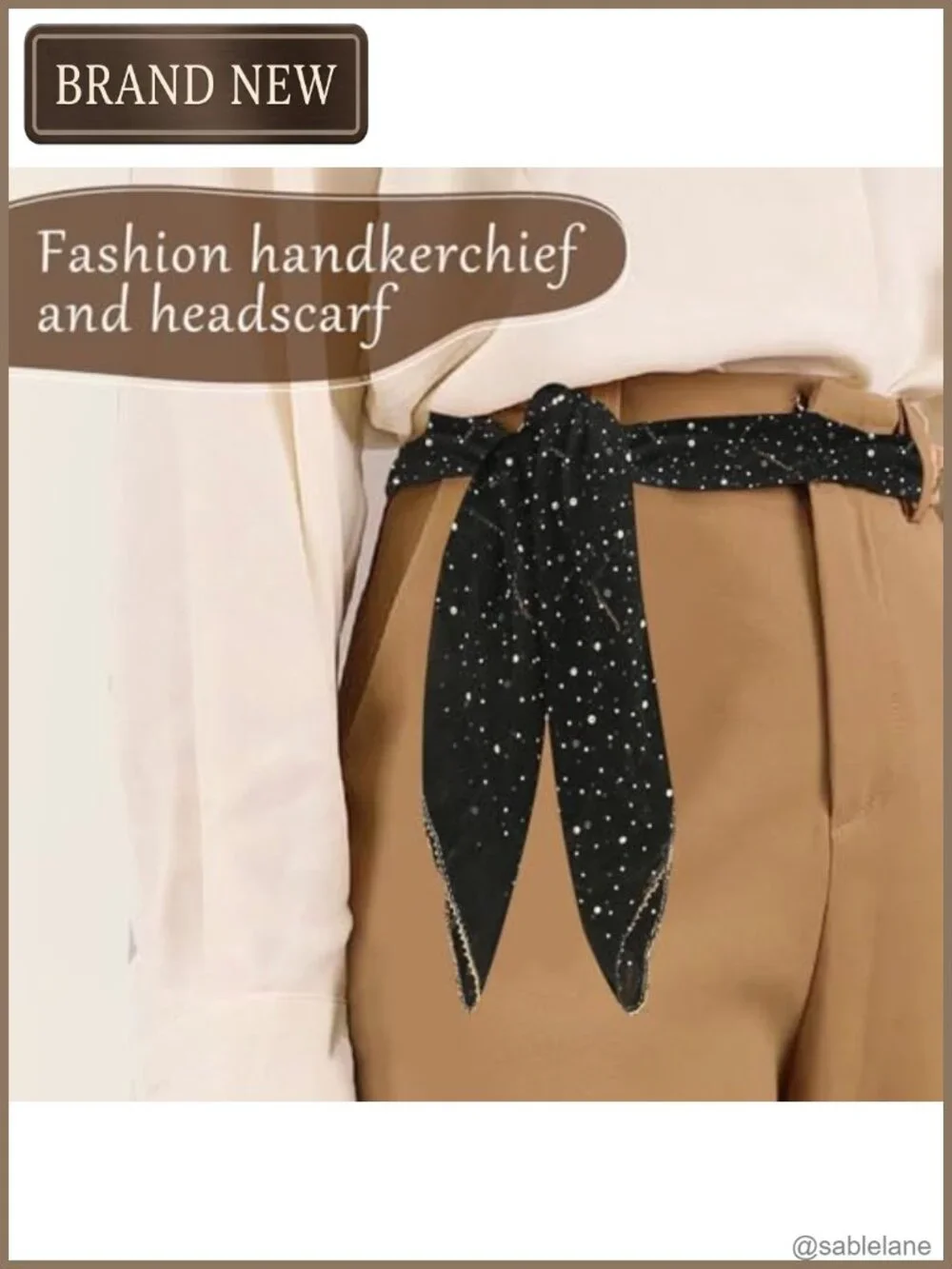 Large Square Head Scarf for Women 90s Style Bandana Shawl Wrap Rhinestone
